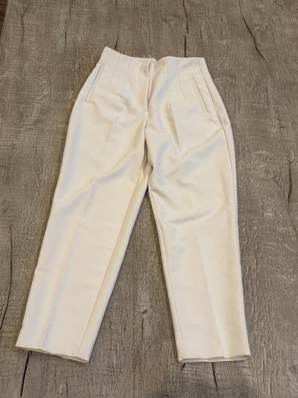 Zara Cream Cropped Tailored Trousers